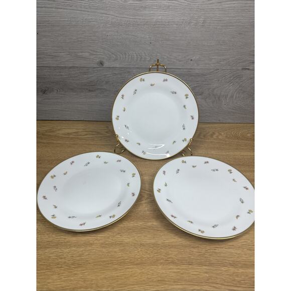Vintage Richard Ginori Italy Floral Salad Plates 7-3/4” Gold Trim ~set Of 3 - Picture 1 of 8
